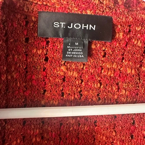 St. John Red Textured Cardigan - Picture 7 of 10